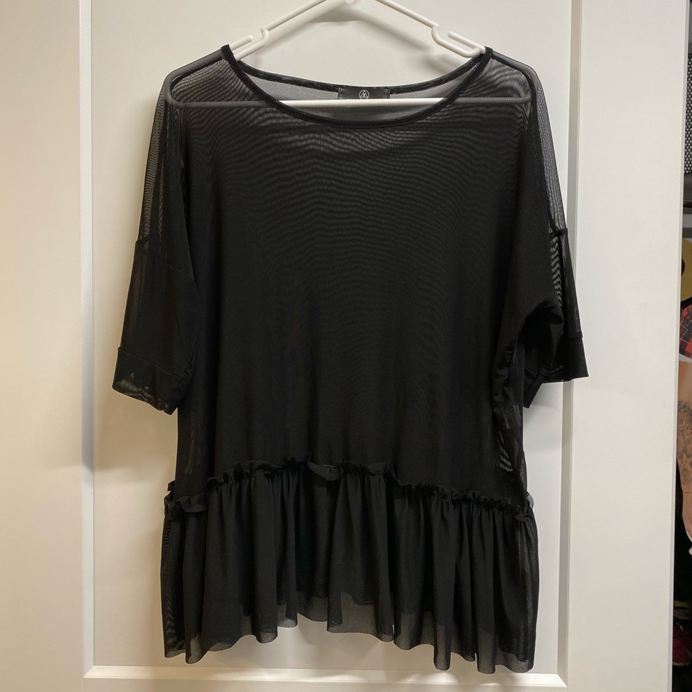 Missguided Mesh Peplum T-Shirt